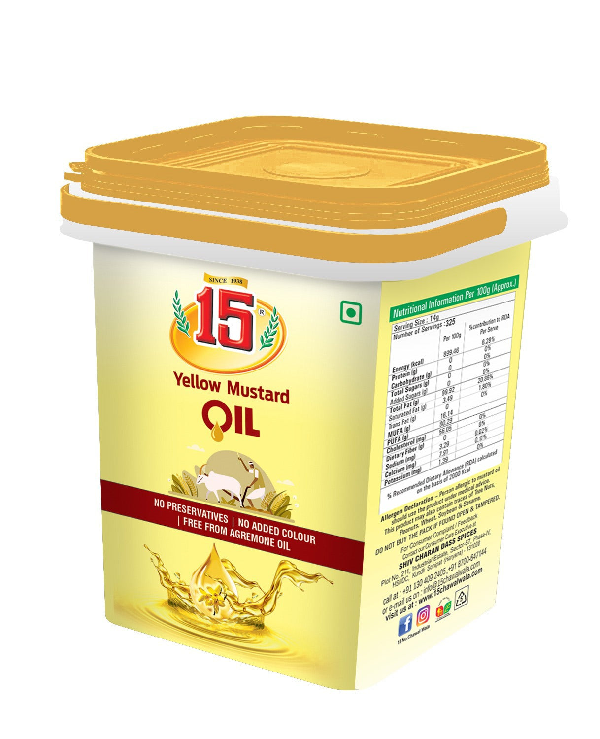 YELLOW MUSTARD OIL - 15 No. ChawalWala